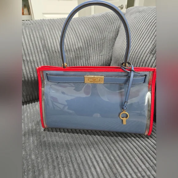 Tory Burch Lee Radziwill Small Blue Bag With Raincoat Cover - Picture 3 of 5